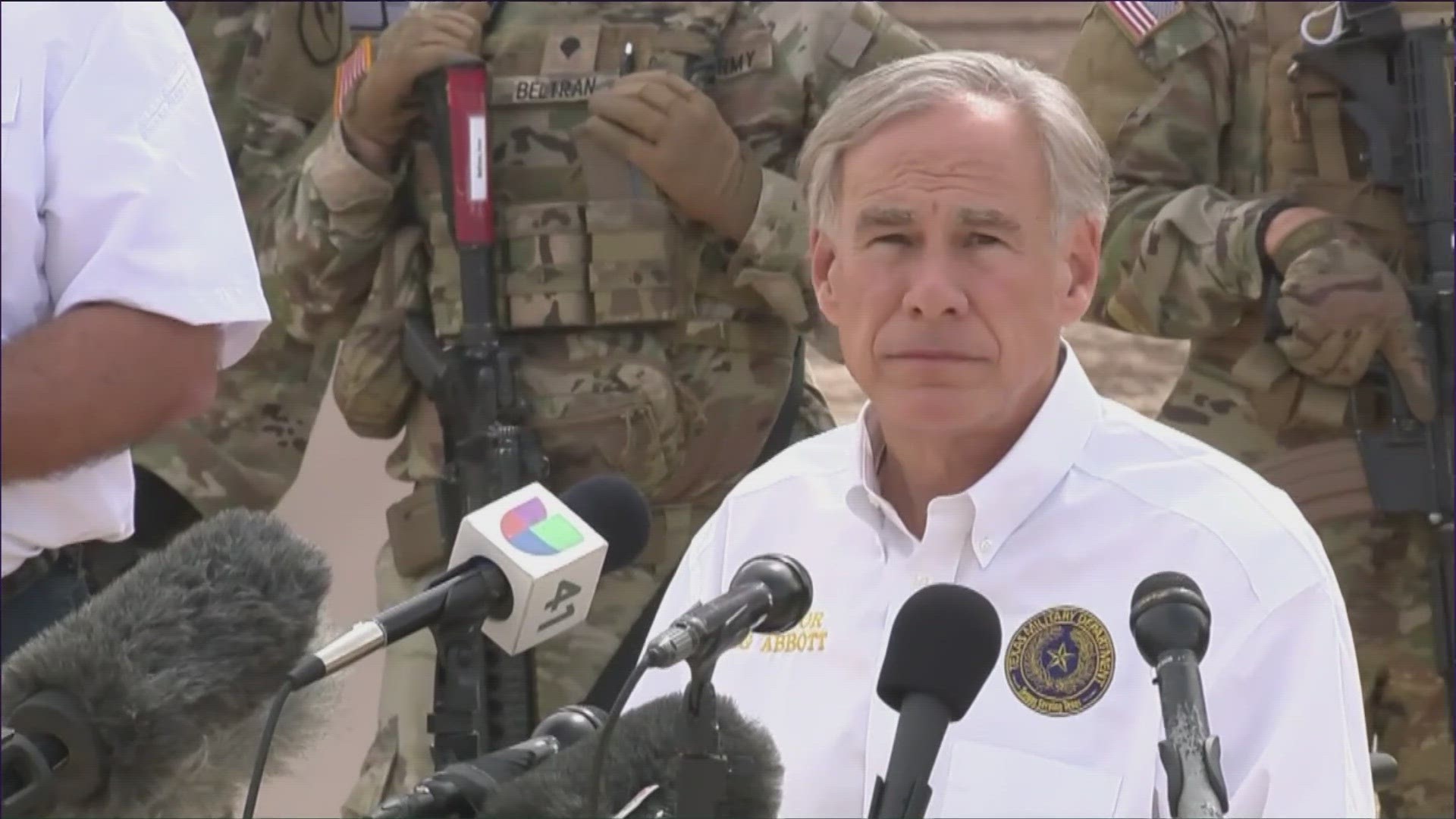 Gov. Greg Abbott says the state is building a base camp for the Texas Military Department near the Mexico border.