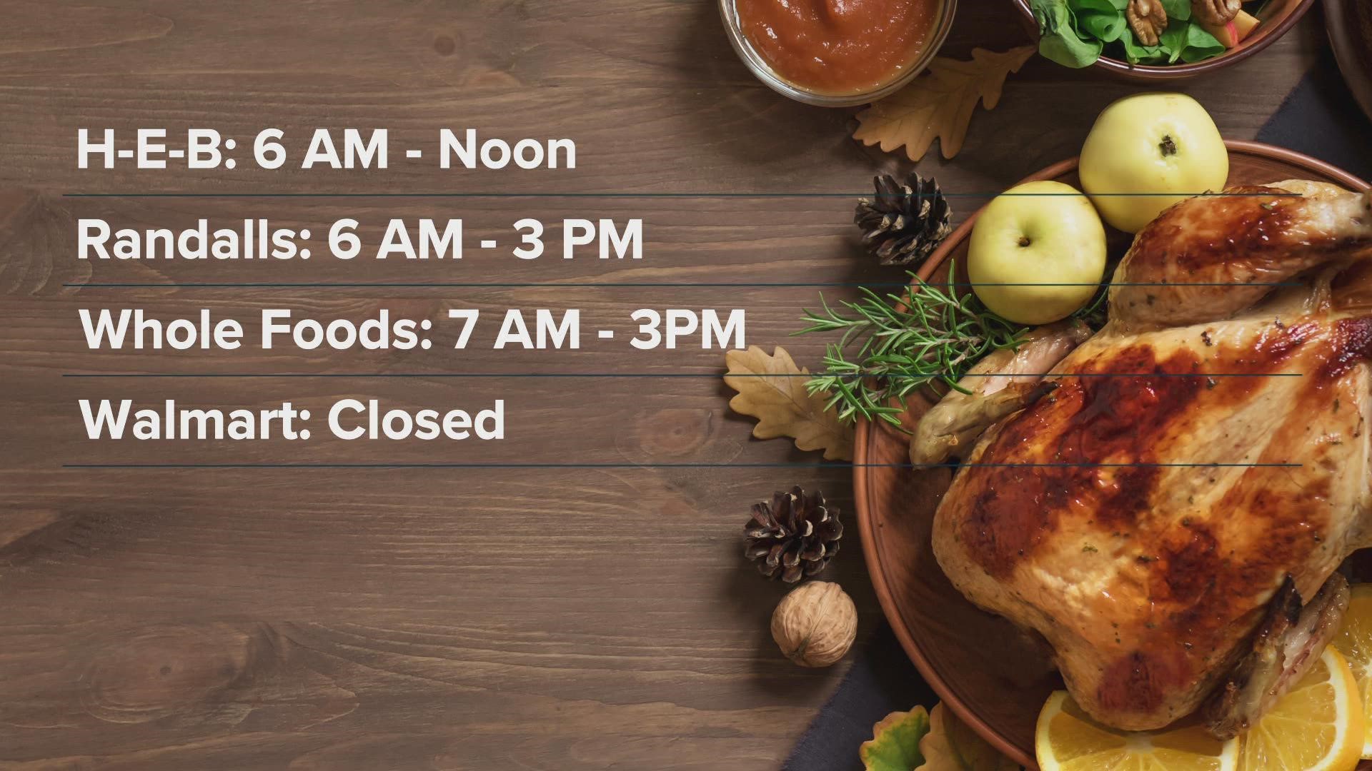 H-E-B stores will be open until noon.