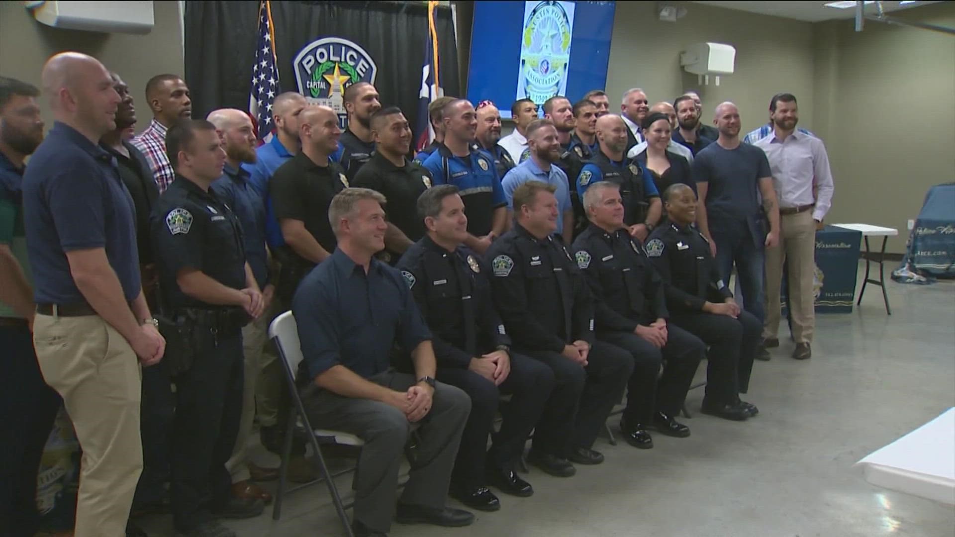 An awards dinner was held for the 63 officers who responded to the shooting where one man died and more than a dozen others were injured.