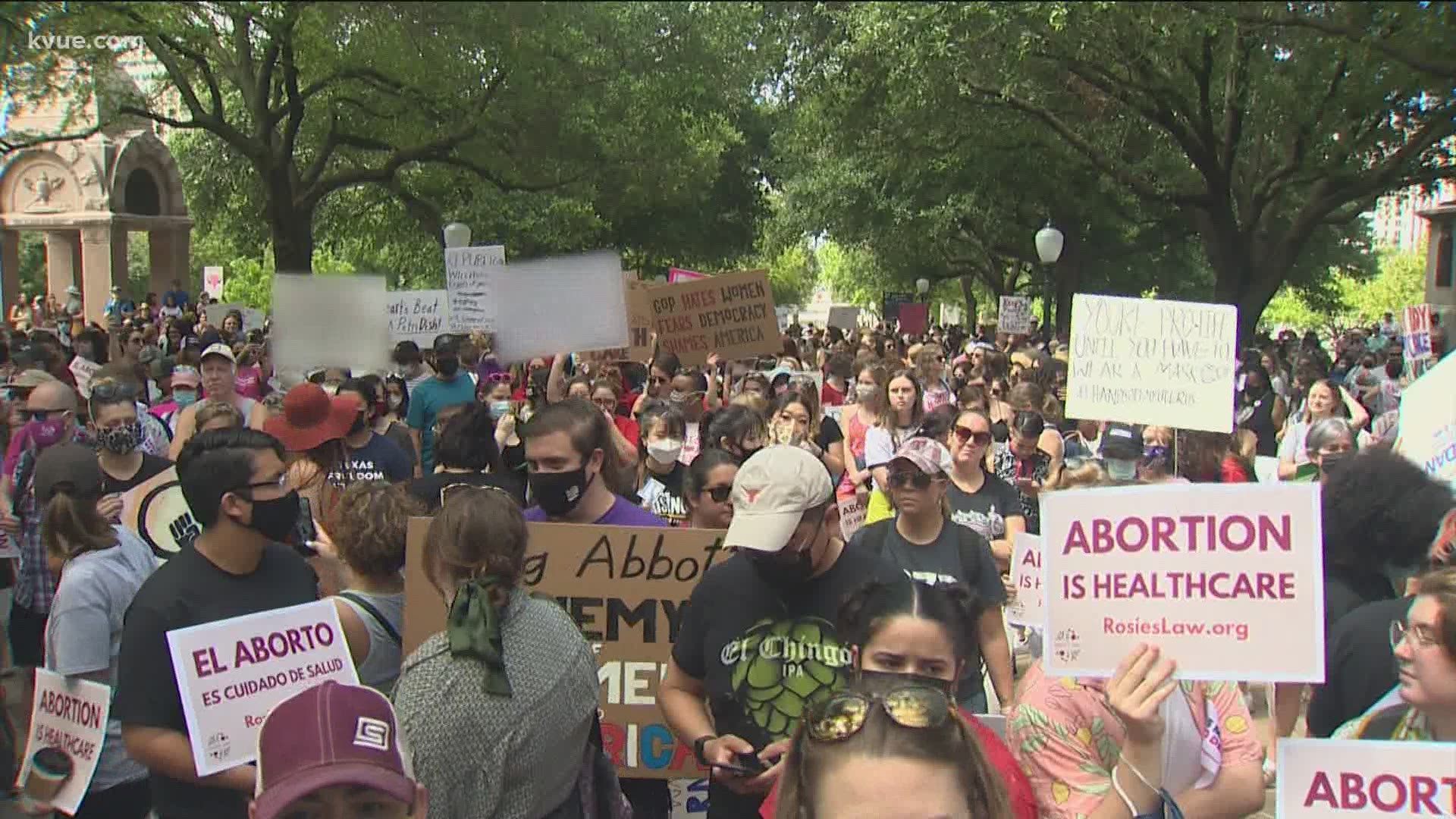 There was a rally against the Legislature's restrictive abortion bill at the Texas Capitol building on Saturday. That bill would ban abortion as early as six weeks.