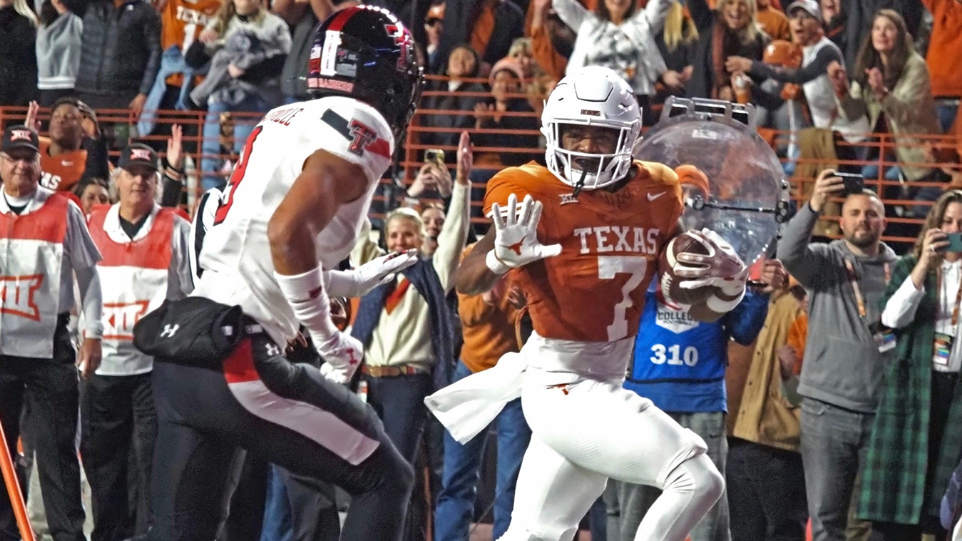 The Longhorns will face either Oklahoma State or Oklahoma in the Big 12 Championship Game on Dec. 2 in Arlington.