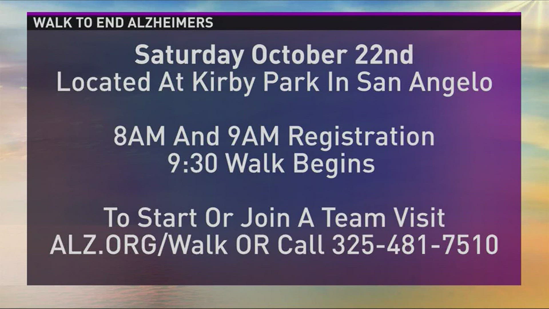 A special preview on an upcoming event to end Alzheimers.