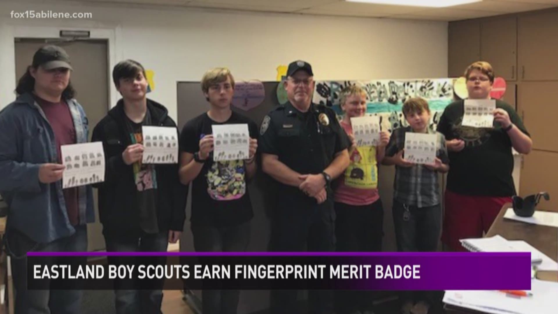 Troop 103 visited the Eastland Police Department to learn more about fingerprinting. 