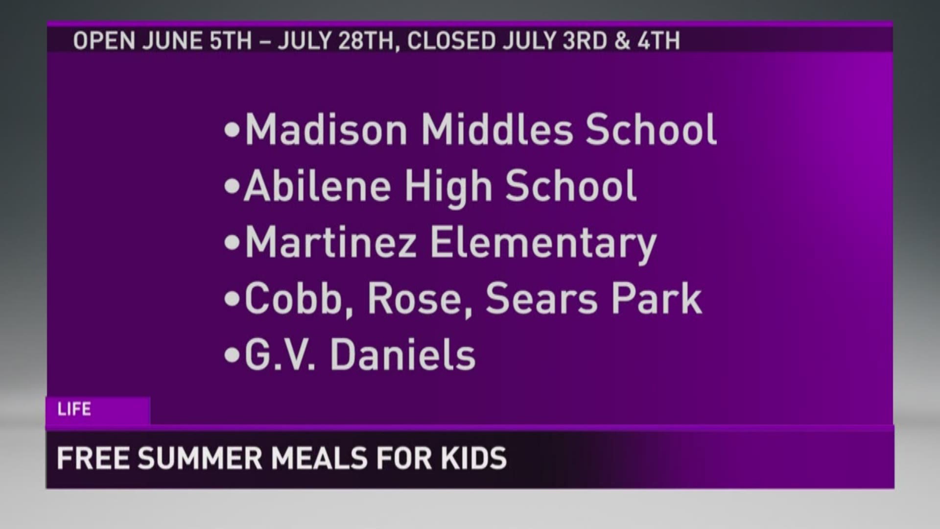 The Abilene ISD will be offering free summer meals for kids and teens.
