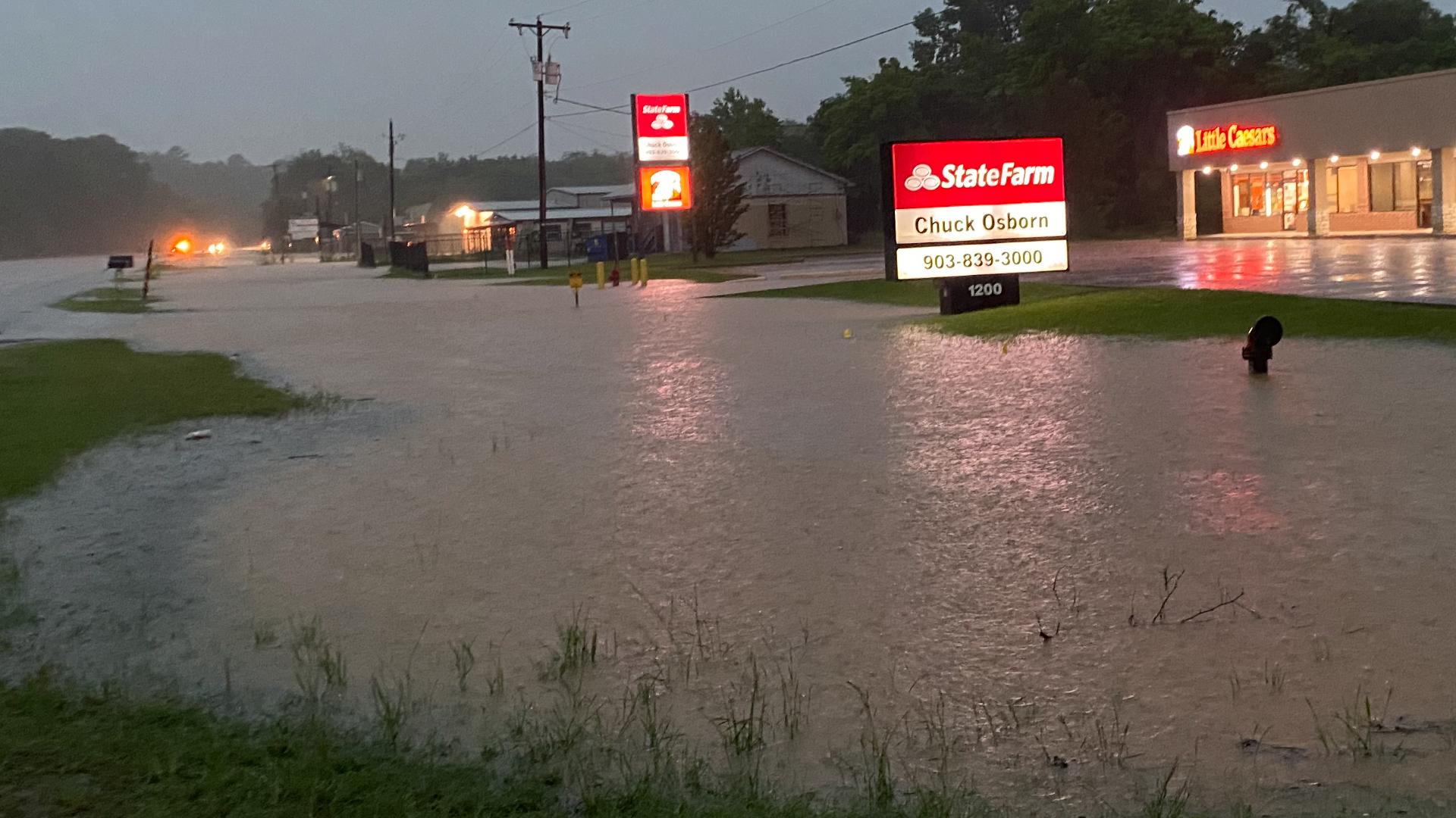 Flooding taking place after heavy rains