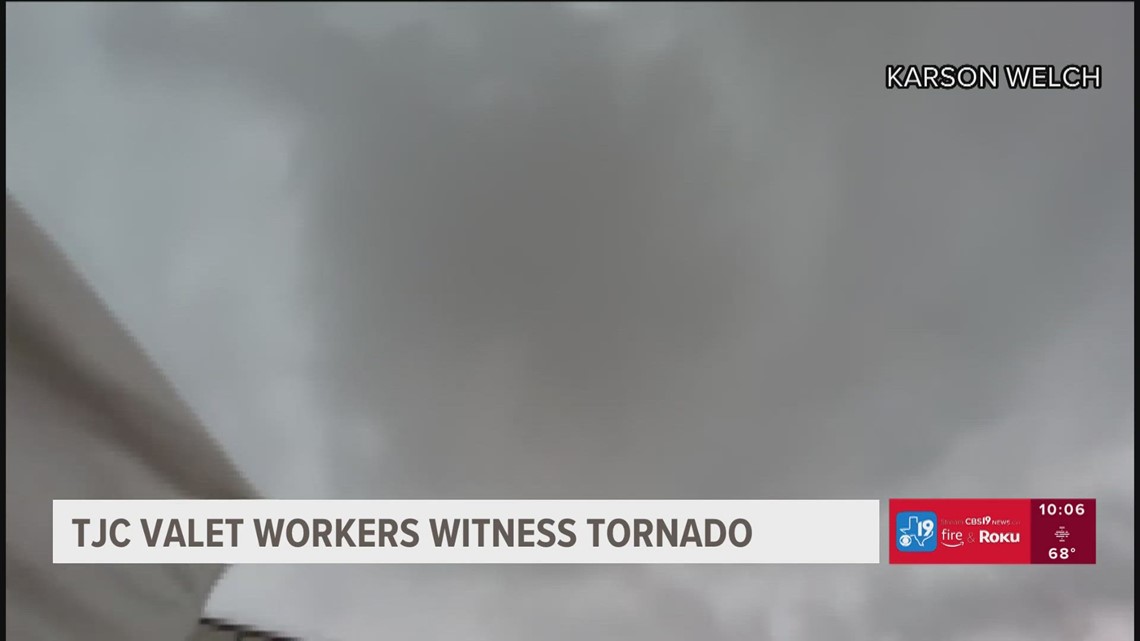 Valet workers capture formation of tornado in Tyler