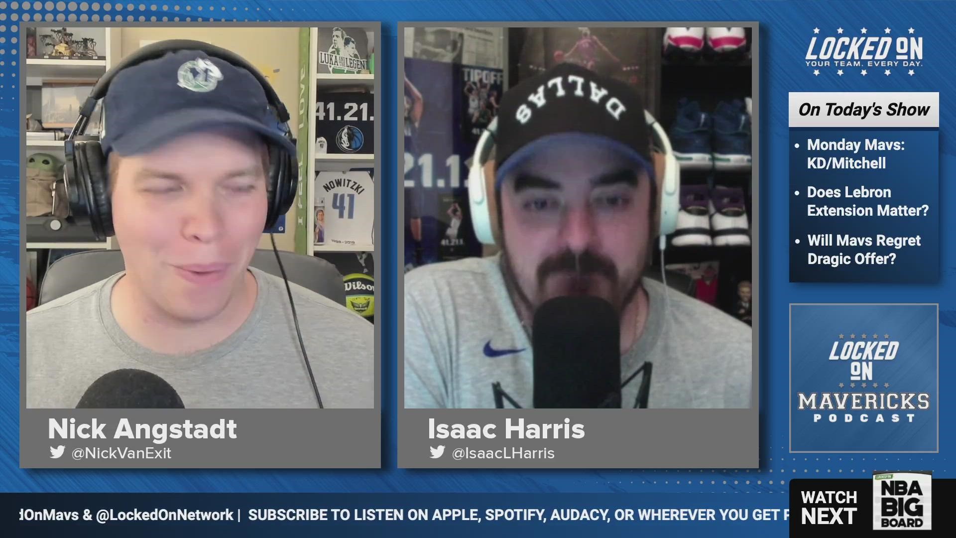 Nick Angstadt AND ISAAC HARRIS discuss the rumors around KD and Mitchell and what the Mavs could be waiting on to make another move.