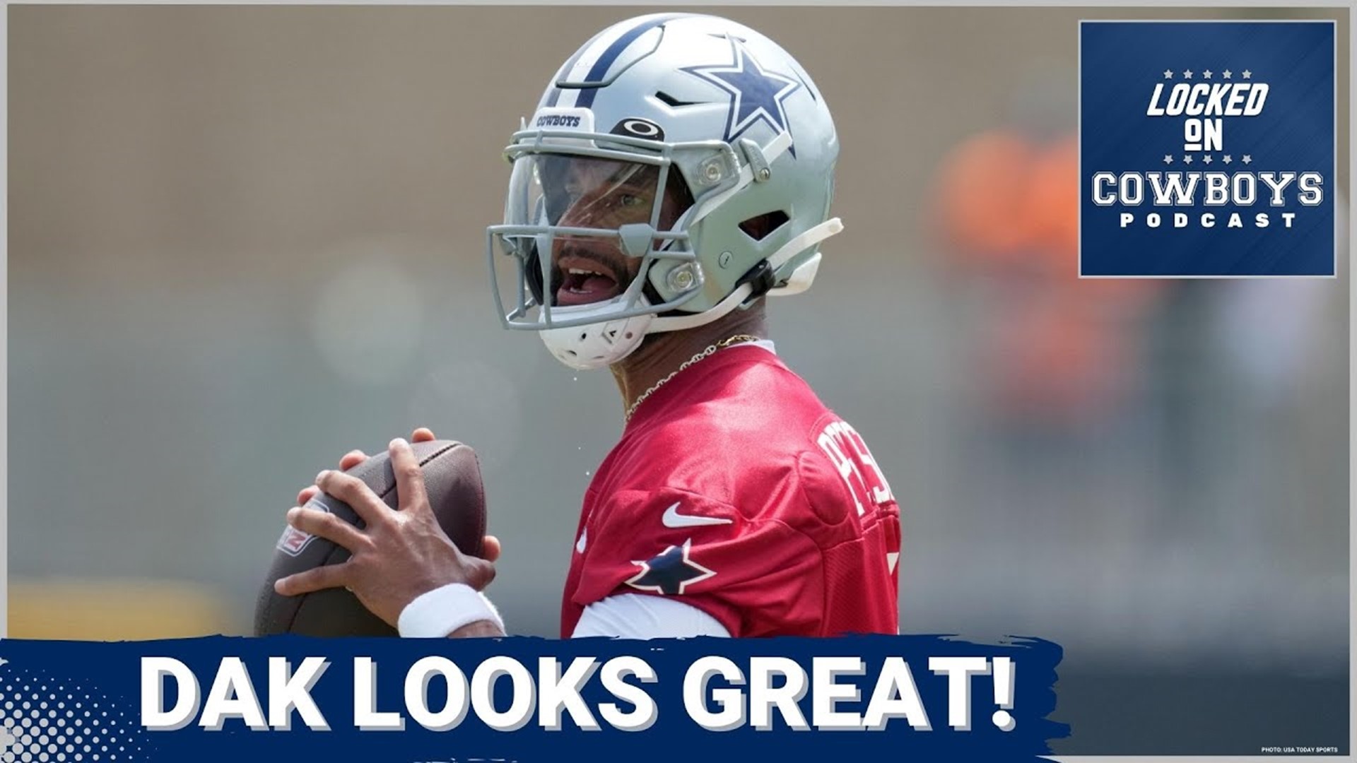 Dallas Cowboys quarterback Dak Prescott in action during practice