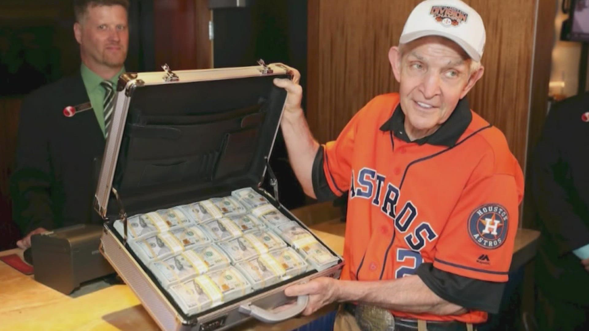 The furniture store owner stands to win $75 million after wagering $10 million between several sportsbooks on the Astros winning it all.