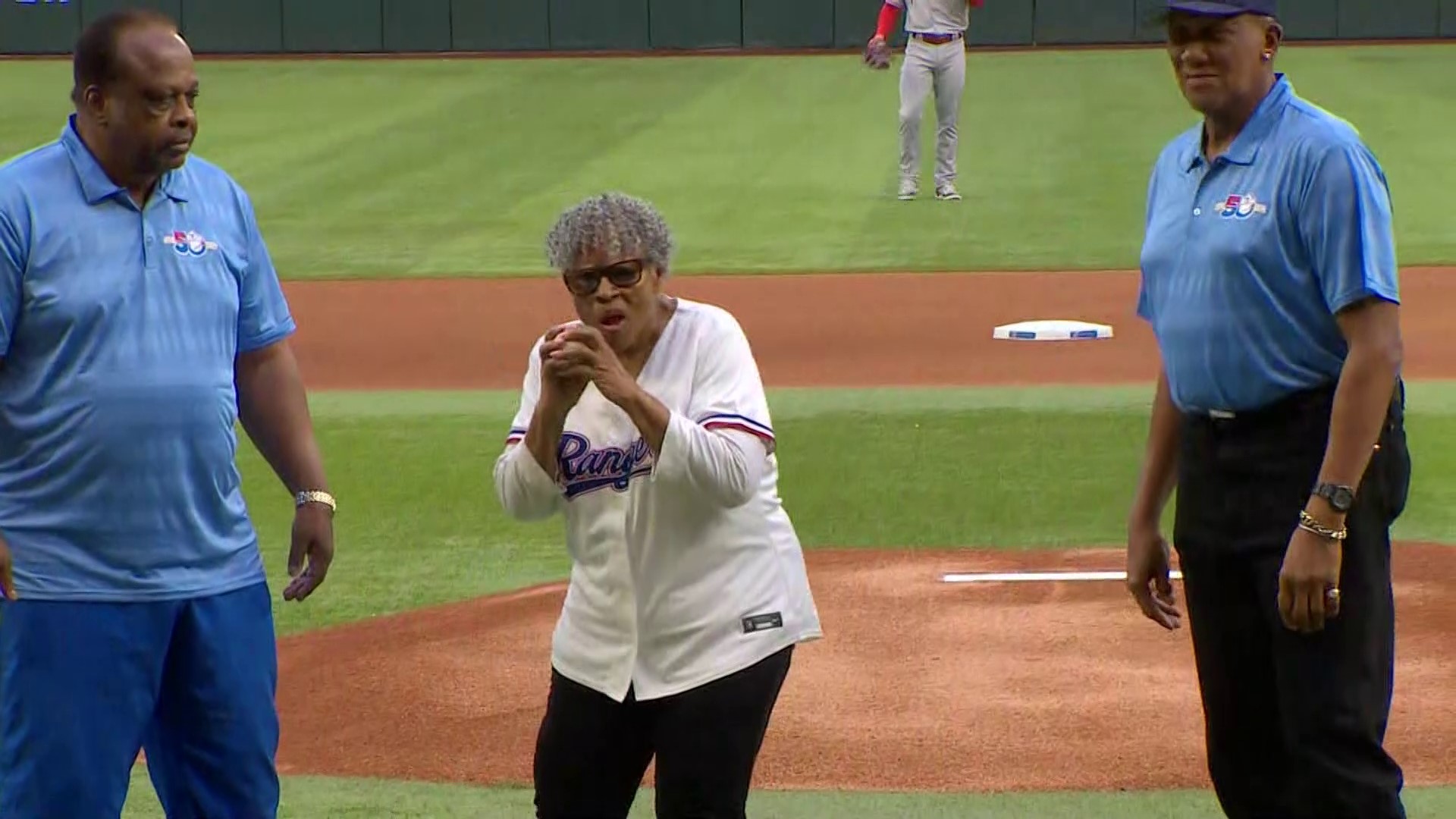 Fort Worth's own Opal Lee was at the Rangers-Angels game on April 15, 2022, to celebrate Jackie Robinson Day.