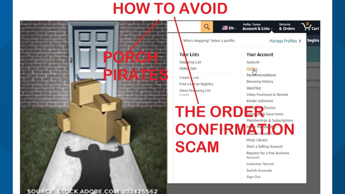 Amazon Prime Avoid porch pirates & order scams