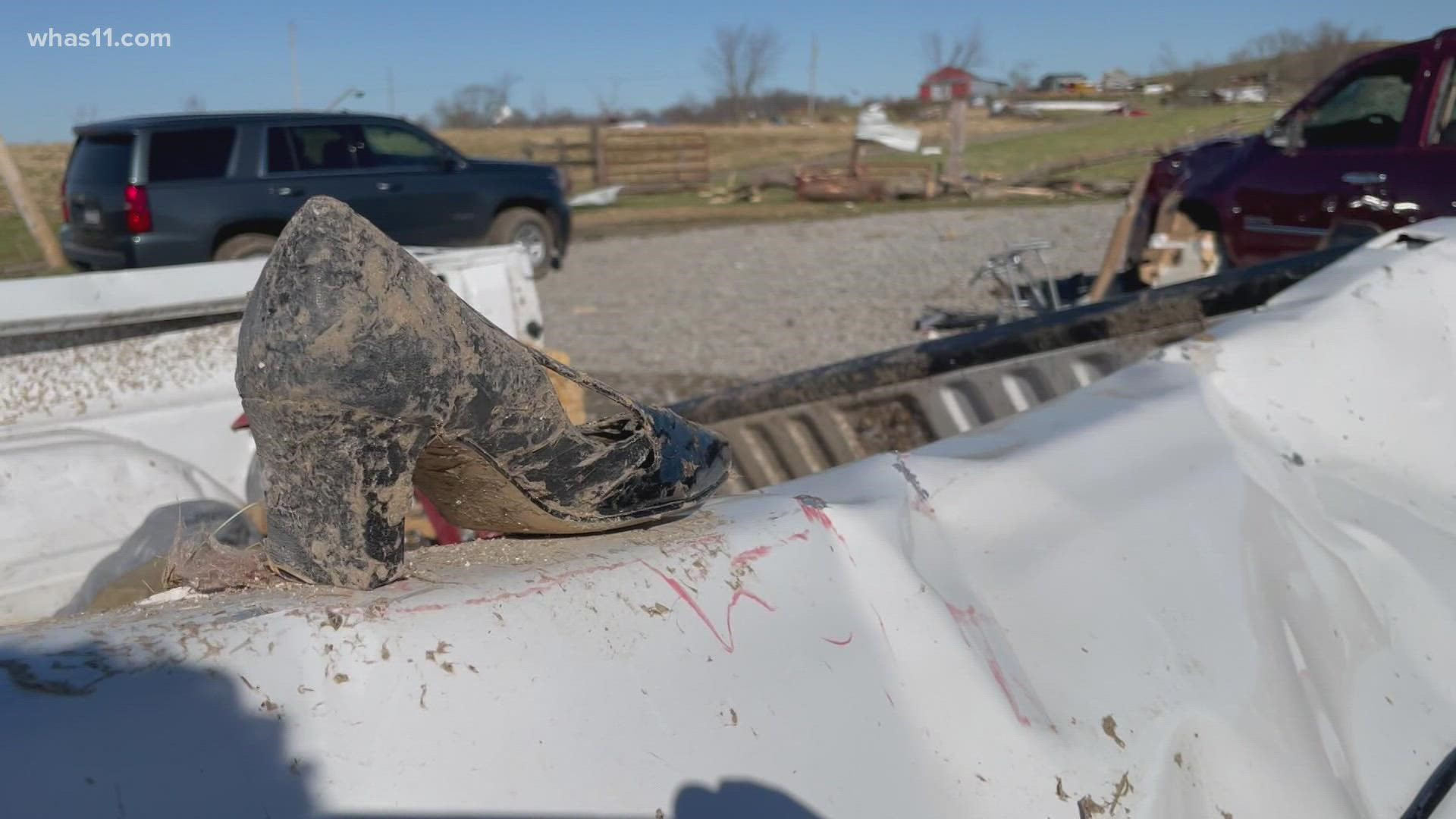 Residents in Taylor County, Kentucky, near the small town of Saloma, save what little possessions weren't destroyed in the Dec. 11 tornado.