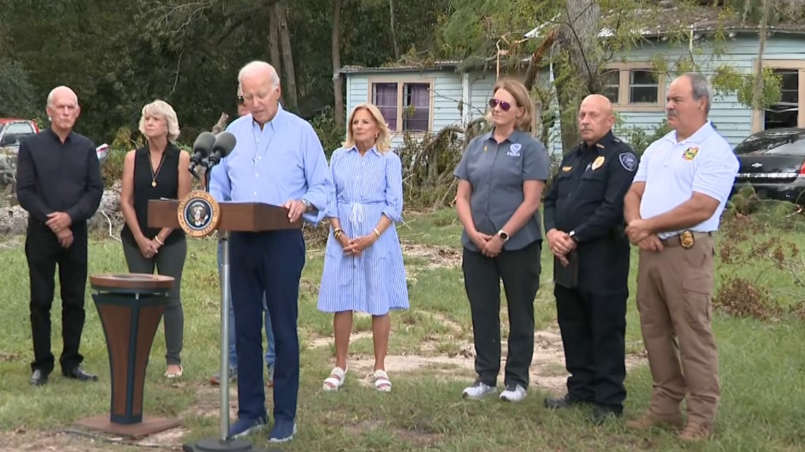 Joe Biden visiting Live Oak, Florida after Hurricane Idalia