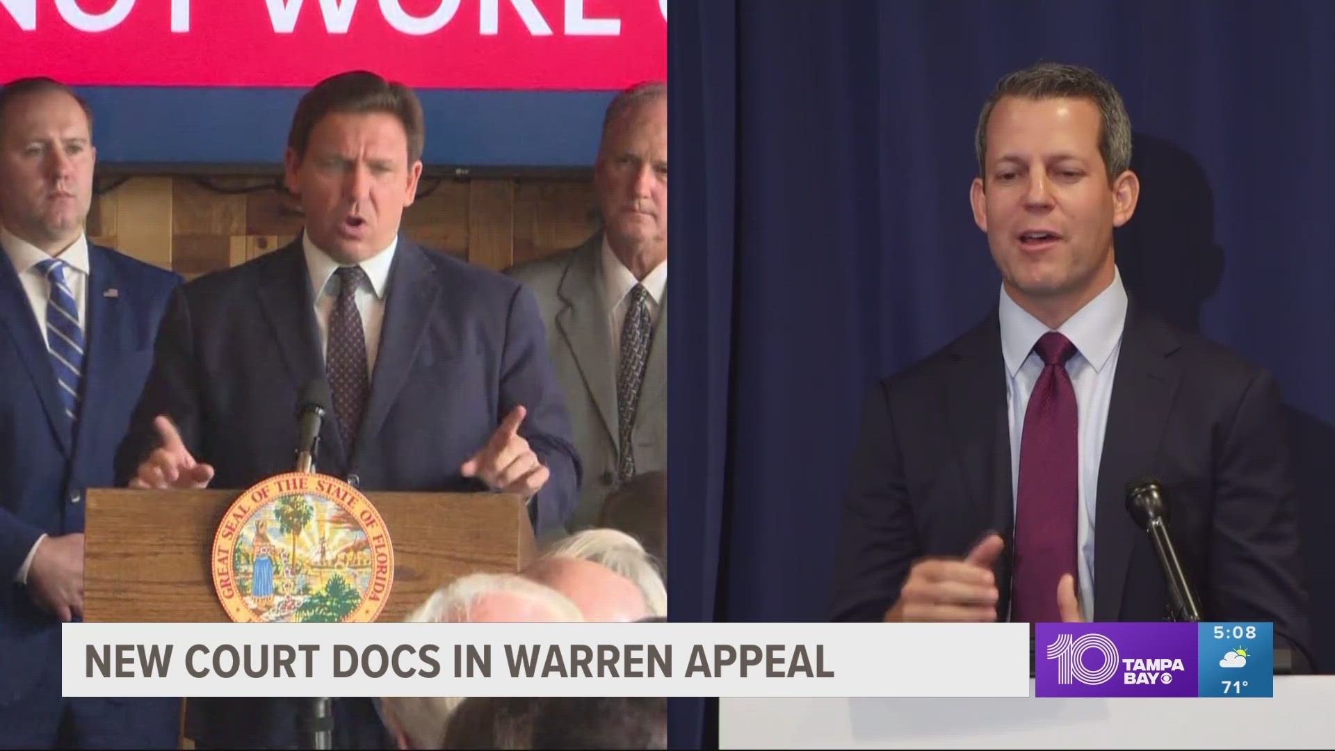 DeSantis suspended Warren last summer, citing what he said was neglect of duty.