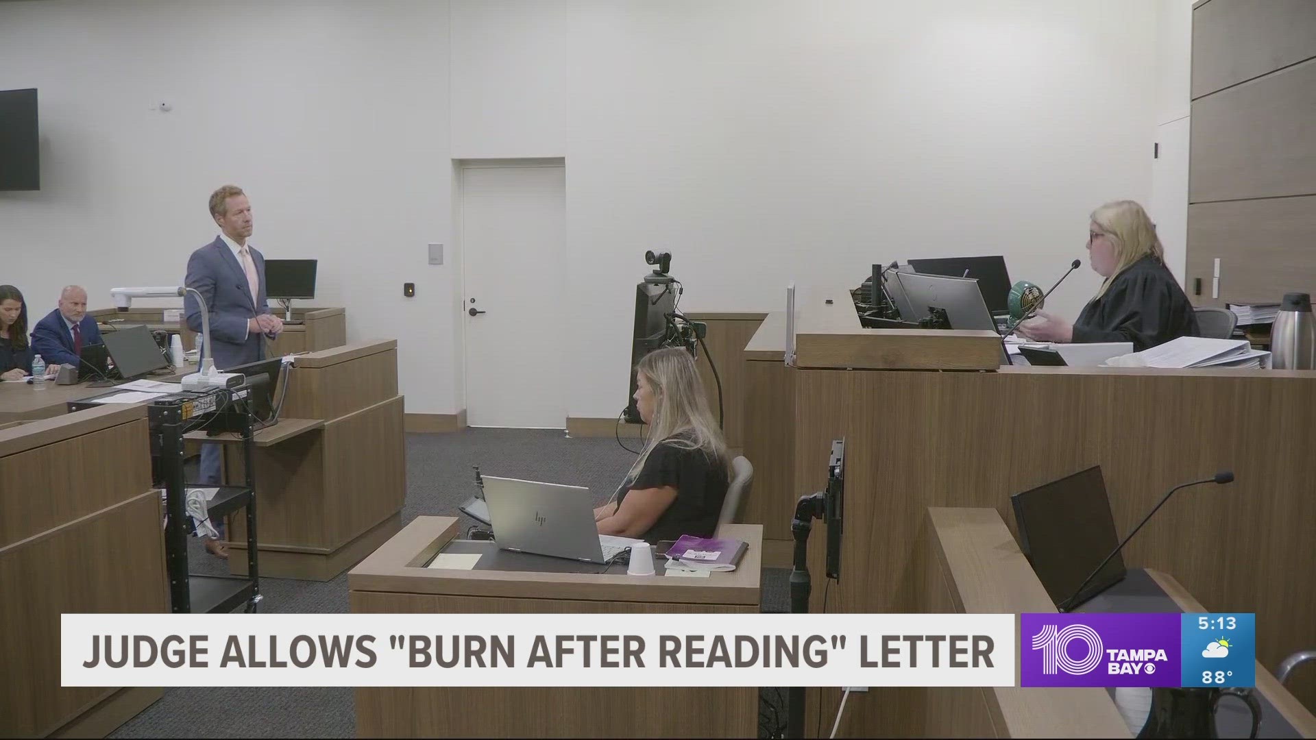 A judge ruled that a "burn after reading" letter written by Birand Laundire's mother will be entered into evidence.