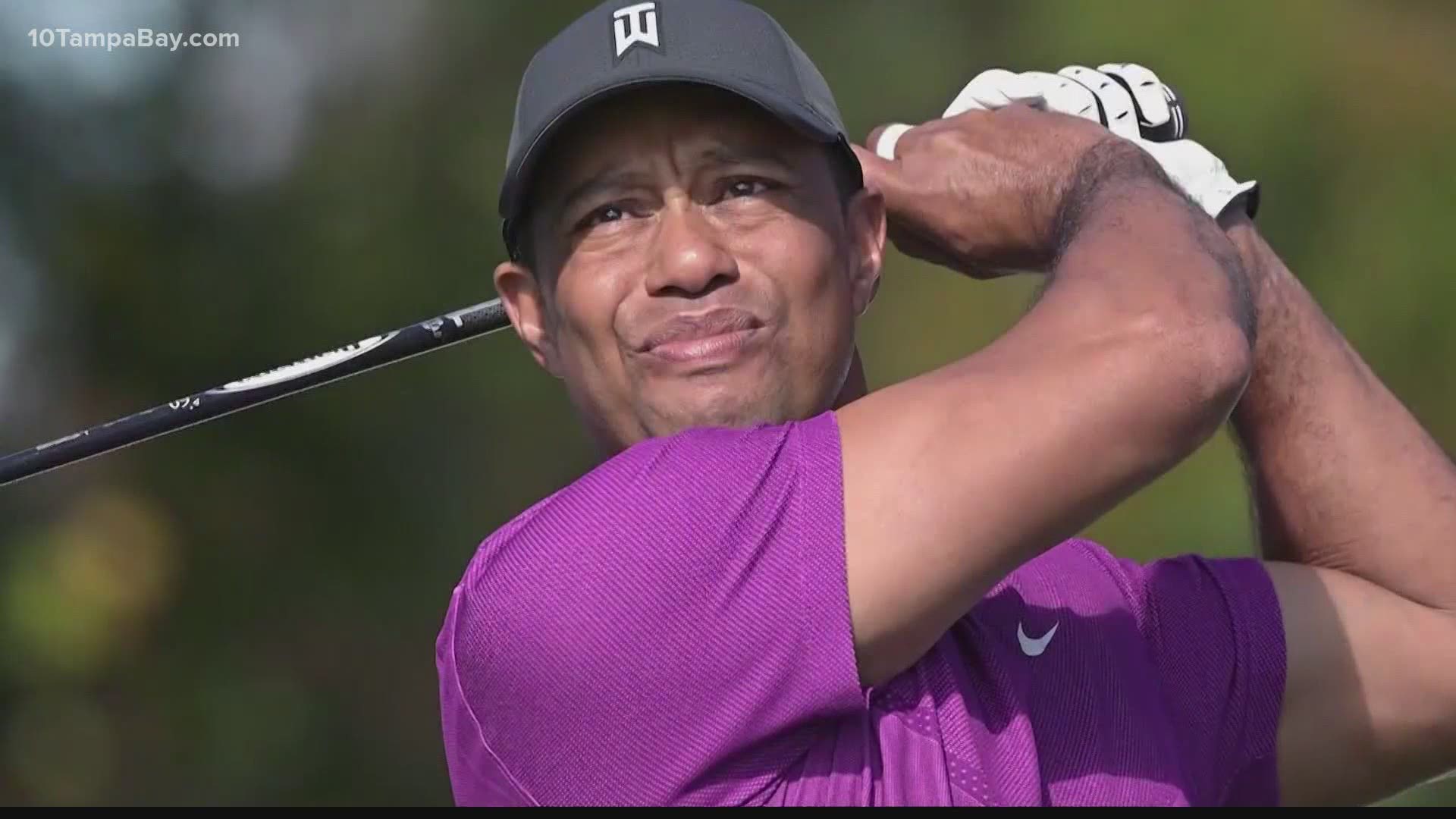 Woods crashed in his SUV in a Los Angeles suburb on Feb. 23, leading to career-threatening injuries to his right leg.