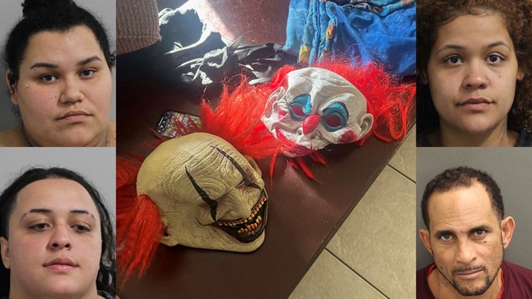 4 arrested after terrorizing elderly woman with clown masks during home burglary, deputies say
