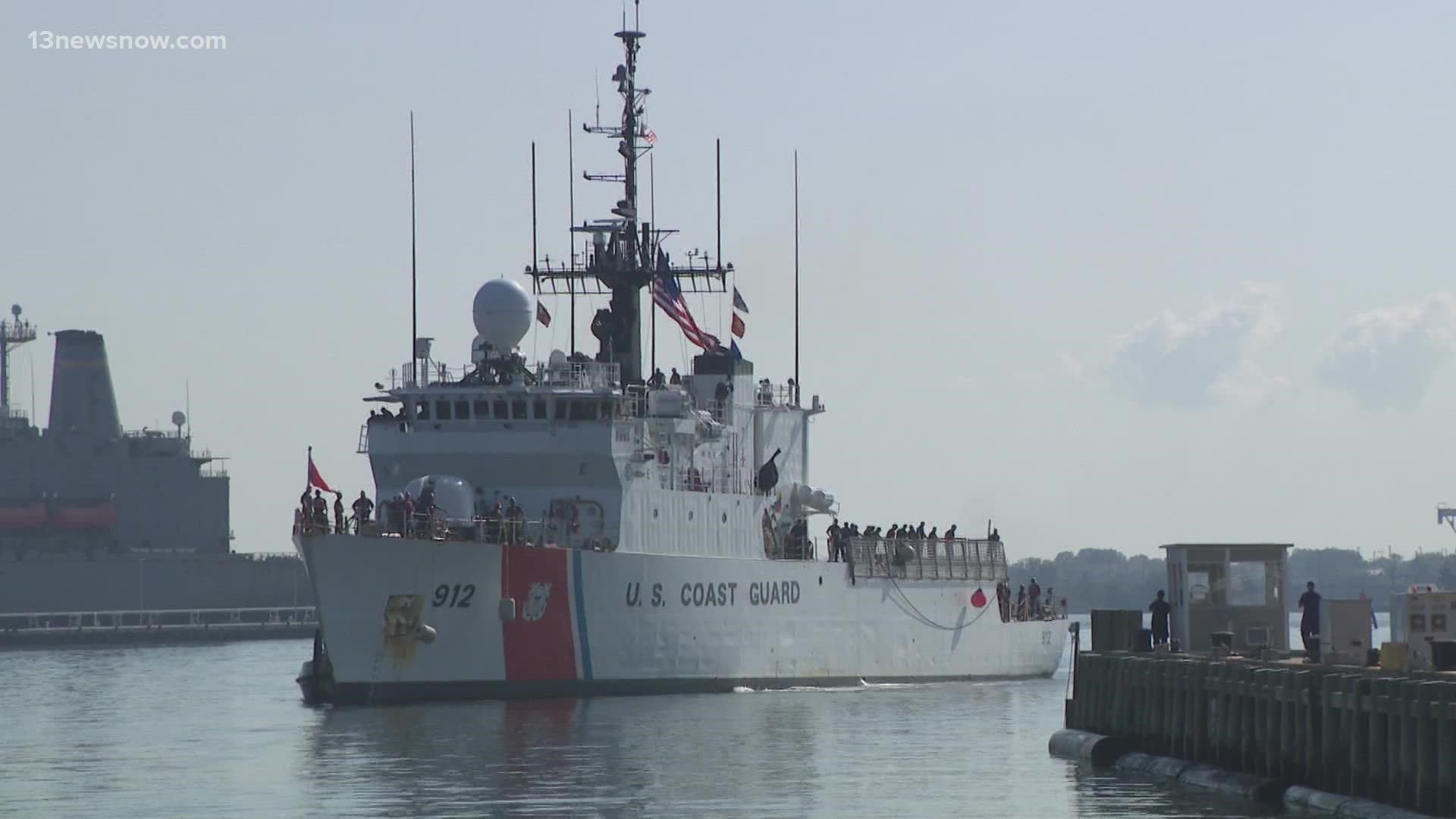 The crew of the US Coast Guard cutter Legare is back in Portsmouth after an 11-week deployment.