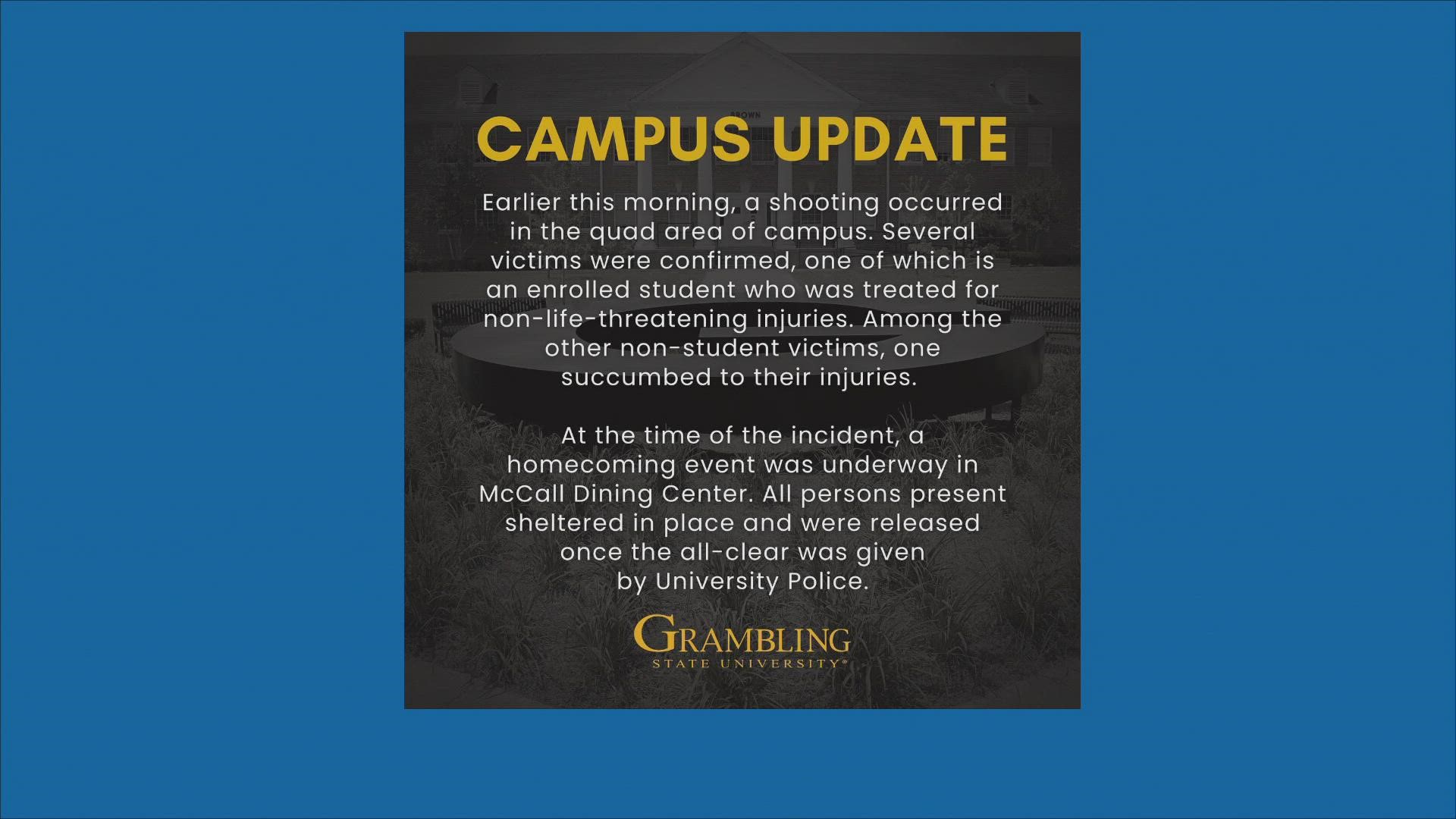 A person is dead after someone starting shooting at an on-campus homecoming event early Sunday morning. Investigations into the crime continue.