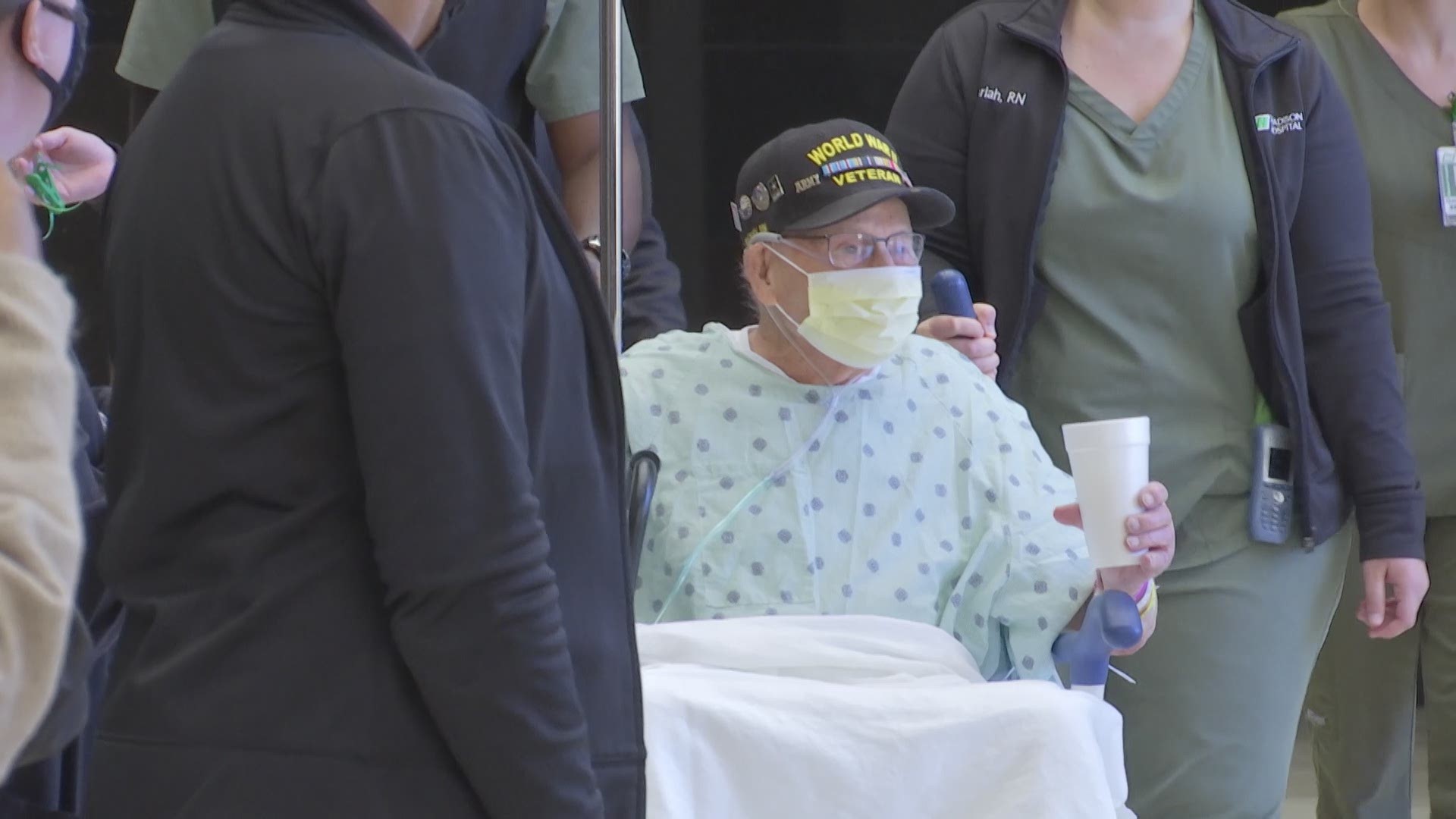 A WWII veteran from Madison, Alabama, was discharged from Madison Hospital on December 1 ahead of his 104th birthday on Thursday.