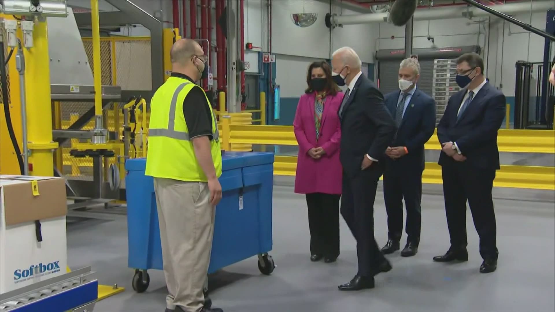 The President toured the Pfizer facility in Portage Friday afternoon.
